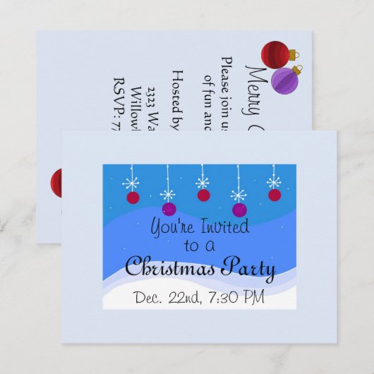 Kerstbal Uitnodiging (Voorkant / Achterkant)