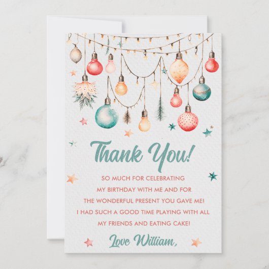 Kerstbal Verjaardagsfeest Dankkaart Kaart (Voorkant)