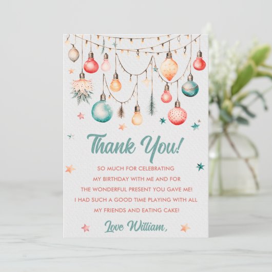 Kerstbal Verjaardagsfeest Dankkaart Kaart (Staand voorkant)