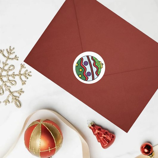 kerstbal-versiering ronde sticker