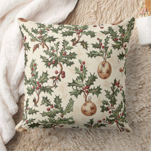Kerstbal Vintage Crème Hulstbes Goud Kussen