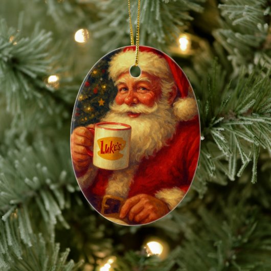 Kerstbal vintage Kerstman • Cozy cadeau Keramisch Ornament (Boom)