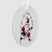 Kerstbal Vintage Schaatsende Kerstman Ornament (voorkant)