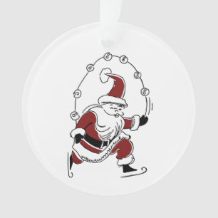 Kerstbal Vintage Schaatsende Kerstman Ornament