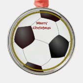 Kerstbal Voetbal Metalen Ornament (Voorkant)