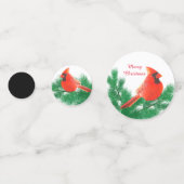 Kerstbal, vogel, pijnbomen op zwart-wit en rood confetti (Achterkanten)