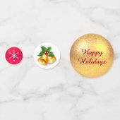 Kerstbal, vogel & schattige elf confetti (Voorkanten)