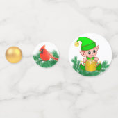 Kerstbal, vogel & schattige elf confetti (Achterkanten)