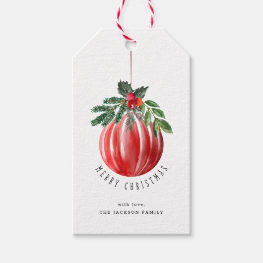 Kerstbal Vrolijk Kerstfeest Cadeaulabel (Voorkant)