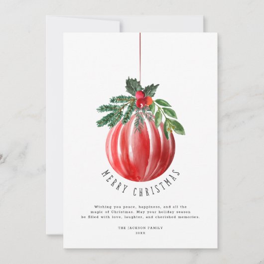 Kerstbal Vrolijk Kerstfeest Niet Foto Feestdagenkaart (Voorkant)