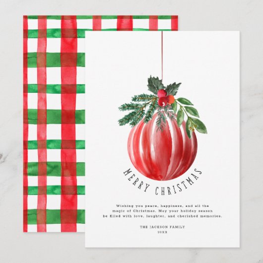 Kerstbal Vrolijk Kerstfeest Niet Foto Feestdagenkaart (Voorkant / Achterkant)