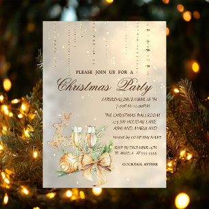 Kerstbal,Wijn Glas,Lint,Renderfeest Kaart