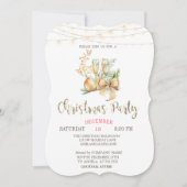 Kerstbal, Wijnglas, gouden Kerstmis Kaart (Voorkant)