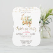 Kerstbal, Wijnglas, gouden Kerstmis Kaart (Staand voorkant)