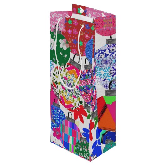 Kerstbal wijnzak wijn cadeautas (Achterkant Gekanteld)