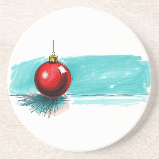 Kerstbal Zandsteen Onderzetter (Voorkant)