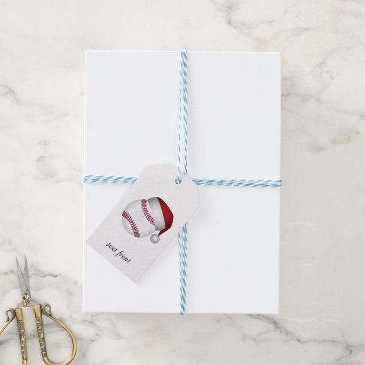 Kerstbalbaseball Cadeaulabel (Met Touw)