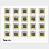 Kerstbalden Gift Tag Vierkante Sticker (Vel)