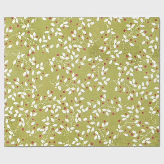 Kerstbalen Holly Bells Berry Wrapping Paper Cadeaupapier (Vlak)