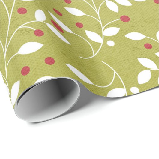 Kerstbalen Holly Bells Berry Wrapping Paper Cadeaupapier (Rol Hoek)