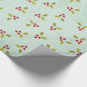 Kerstbalen Holly Bells Berry Wrapping Paper Cadeaupapier (Hoek)