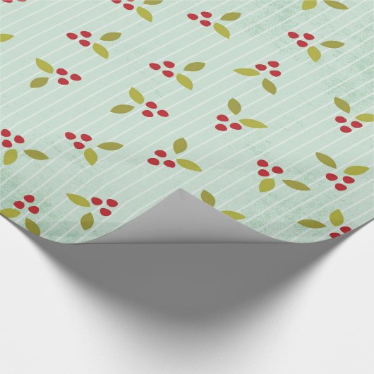 Kerstbalen Holly Bells Berry Wrapping Paper Cadeaupapier (Hoek)