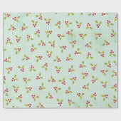 Kerstbalen Holly Bells Berry Wrapping Paper Cadeaupapier (Vlak)