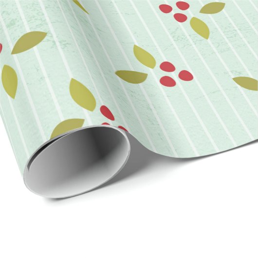 Kerstbalen Holly Bells Berry Wrapping Paper Cadeaupapier (Rol Hoek)
