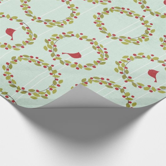 Kerstbalen Holly Bells Berry Wrapping Paper Cadeaupapier (Hoek)