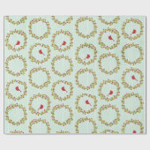 Kerstbalen Holly Bells Berry Wrapping Paper Cadeaupapier (Vlak)