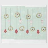 Kerstbalen Holly Ornamenten inpakpapier (Vlak)