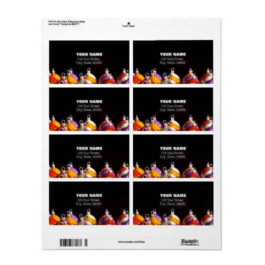 kerstballen 3D Art Adresetiketten Etiket (Full Sheet)