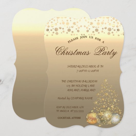 Kerstballen, Bedrijfs Kerstfeest Kaart (Voorkant / Achterkant)