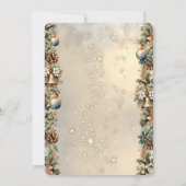 Kerstballen, Bells, Pinecones Gouden Kerst Kaart (Achterkant)