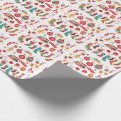 Kerstballen: besneeuwde  Set. Cadeaupapier (Hoek)