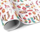Kerstballen: besneeuwde  Set. Cadeaupapier (Rol Hoek)