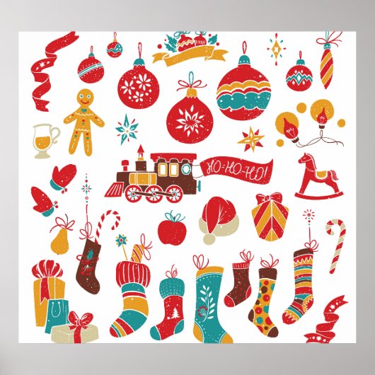 Kerstballen: besneeuwde  Set. Poster (Voorkant)