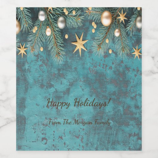 kerstballen  bijkantoren stars wijn etiket (Enkel label)