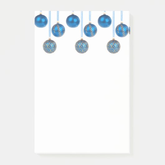 Kerstballen Blauw Goud Kerstversiering Postit Post-it® Notes (Voorkant)