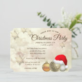 Kerstballen, Bokeh, Santa Hat Corporate Party Kaart (Staand voorkant)