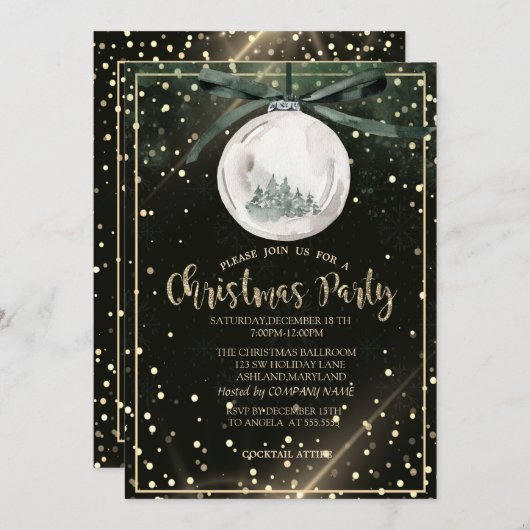 Kerstballen Bomen Stippen Bedrijf Kerstfeest Kaart (Voorkant / Achterkant)