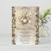 Kerstballen Boog Pinecones Bells Kerstmis Kaart (Staand voorkant)