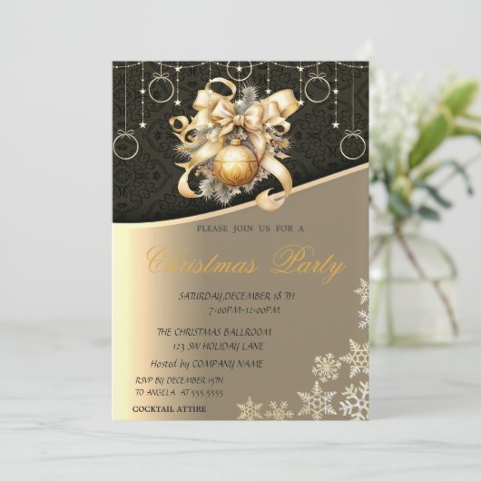 Kerstballen, Bow Corporate Christmas Party Kaart (Staand voorkant)