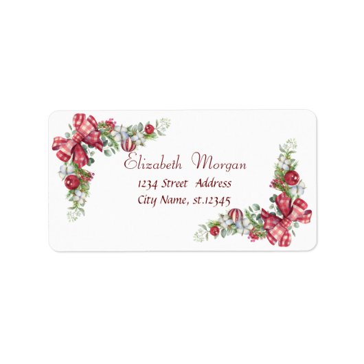 kerstballen, Bow Holiday Etiket (Voorkant)