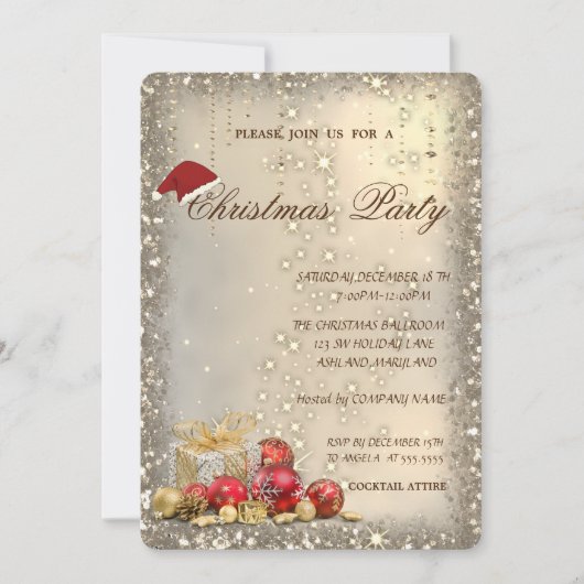 Kerstballen Cadeaus glitter kerst Kaart (Voorkant)