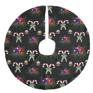 Kerstballen, Candy Canes & Plum Pudding Boomrok Imitatie Linnen Kerstboom Kleed