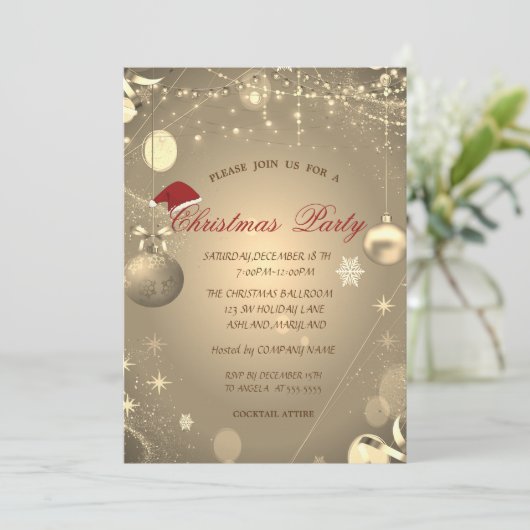 Kerstballen Confetti Kerstbedrijf Kaart (Staand voorkant)