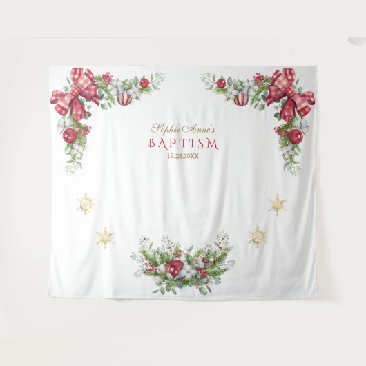 Kerstballen Dennenappel Goud Doop Foto Prop Wandkleed (Voorkant (horizontaal))