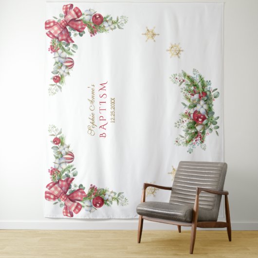 Kerstballen Dennenappel Goud Doop Foto Prop Wandkleed (In situ)