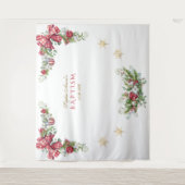 Kerstballen Dennenappel Goud Doop Foto Prop Wandkleed (Voorkant)